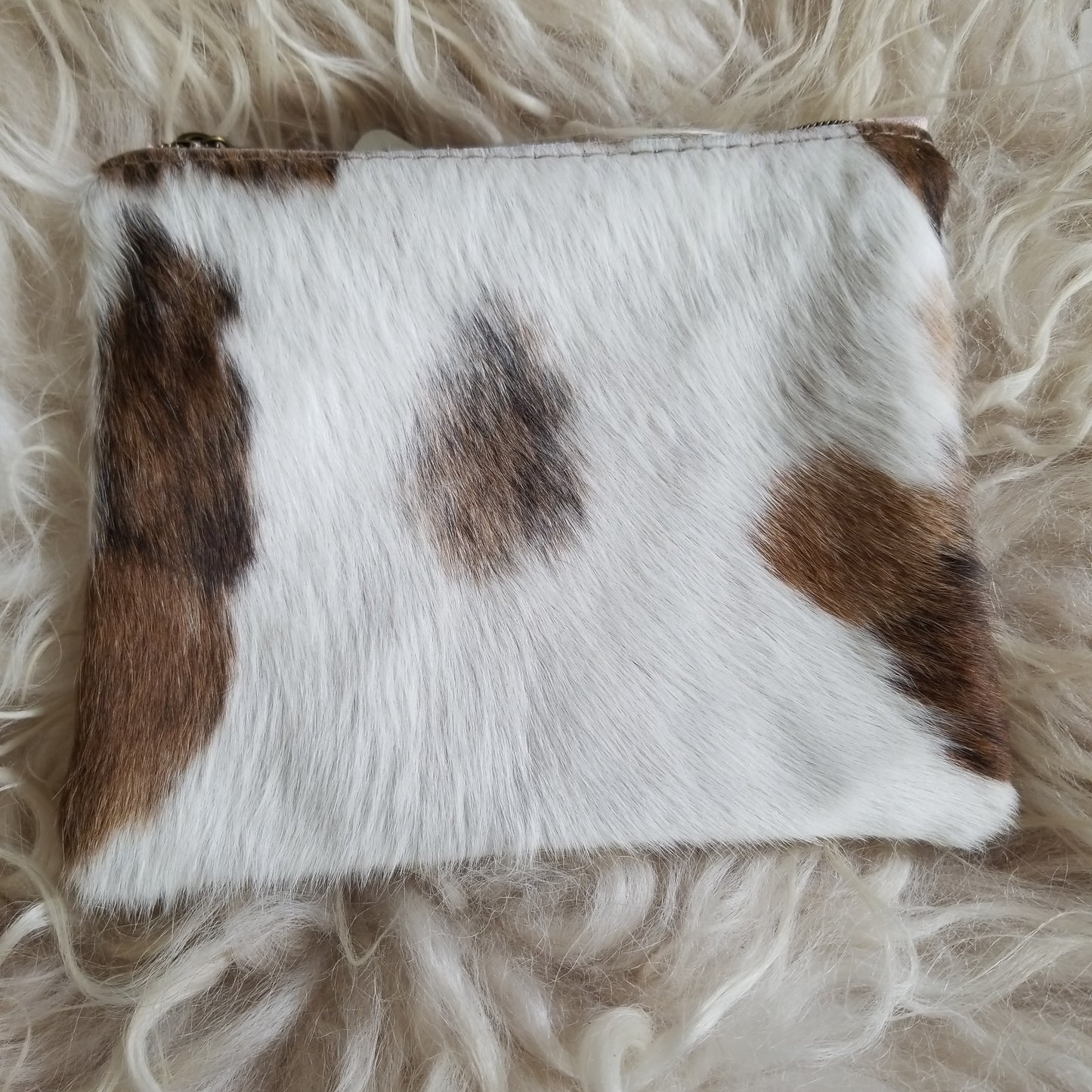 Cowhide Zipper Pouch