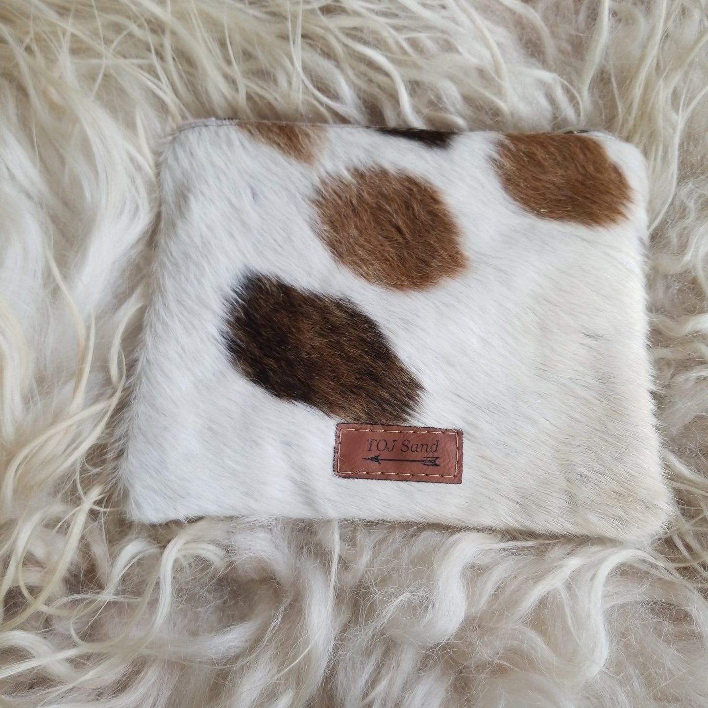 Cowhide Zipper Pouch