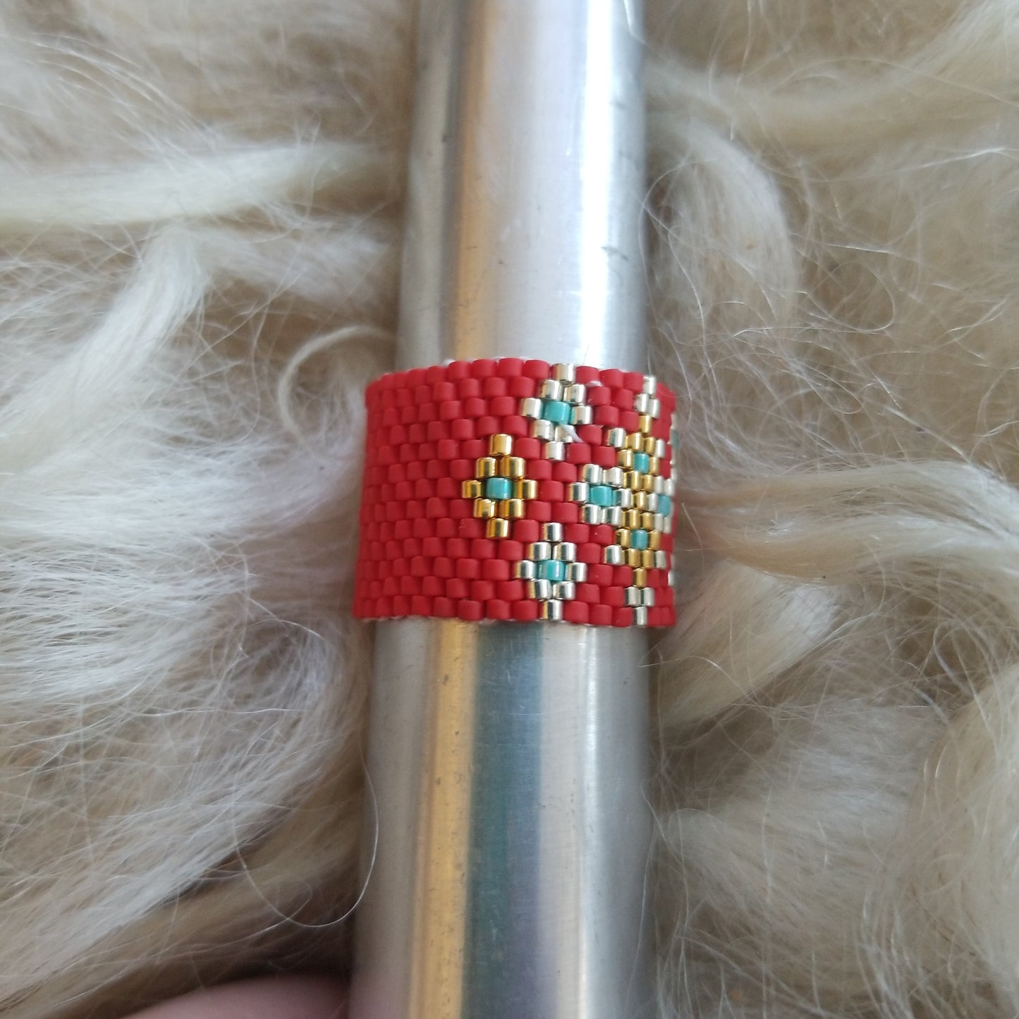 Aztec Beaded Ring