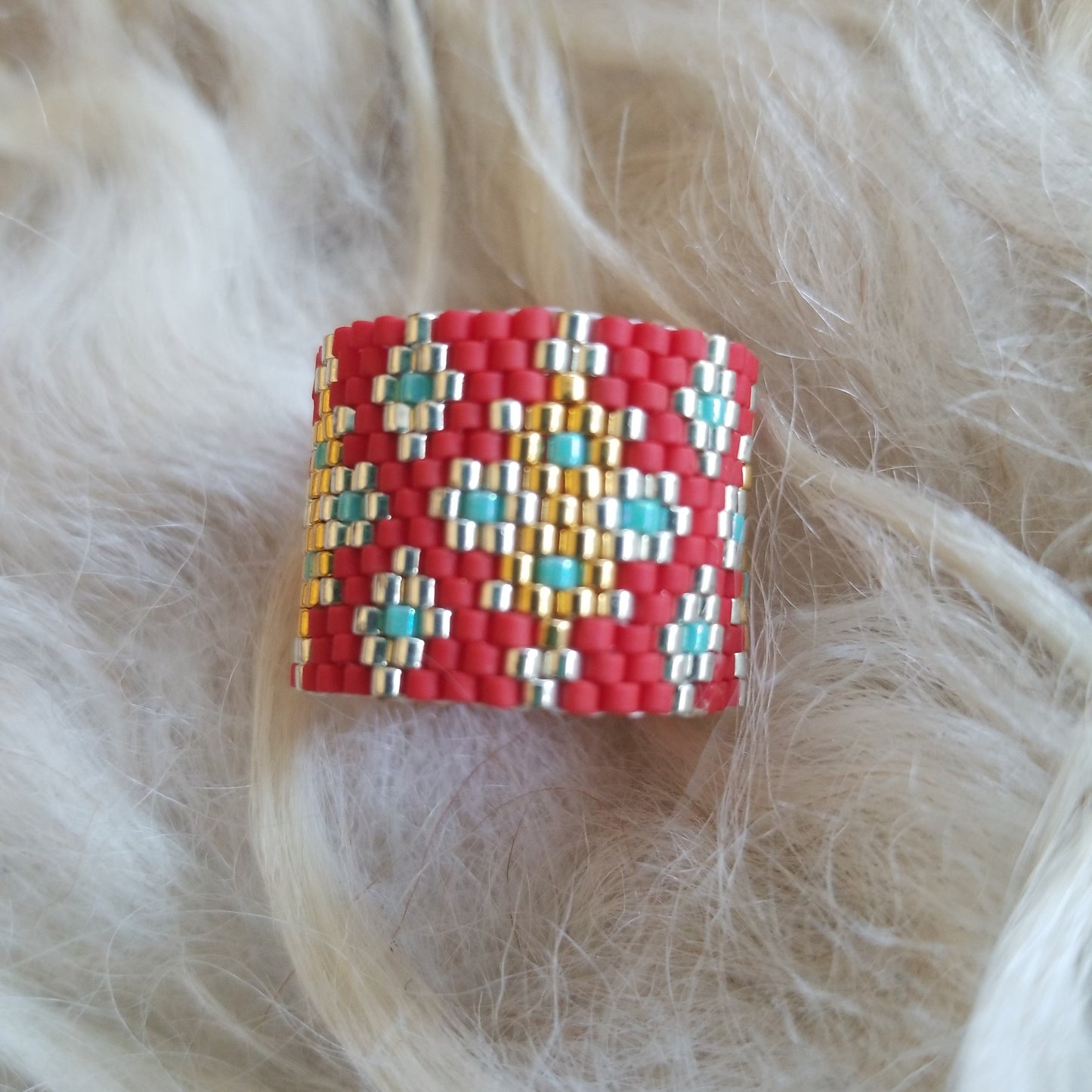 Aztec Beaded Ring
