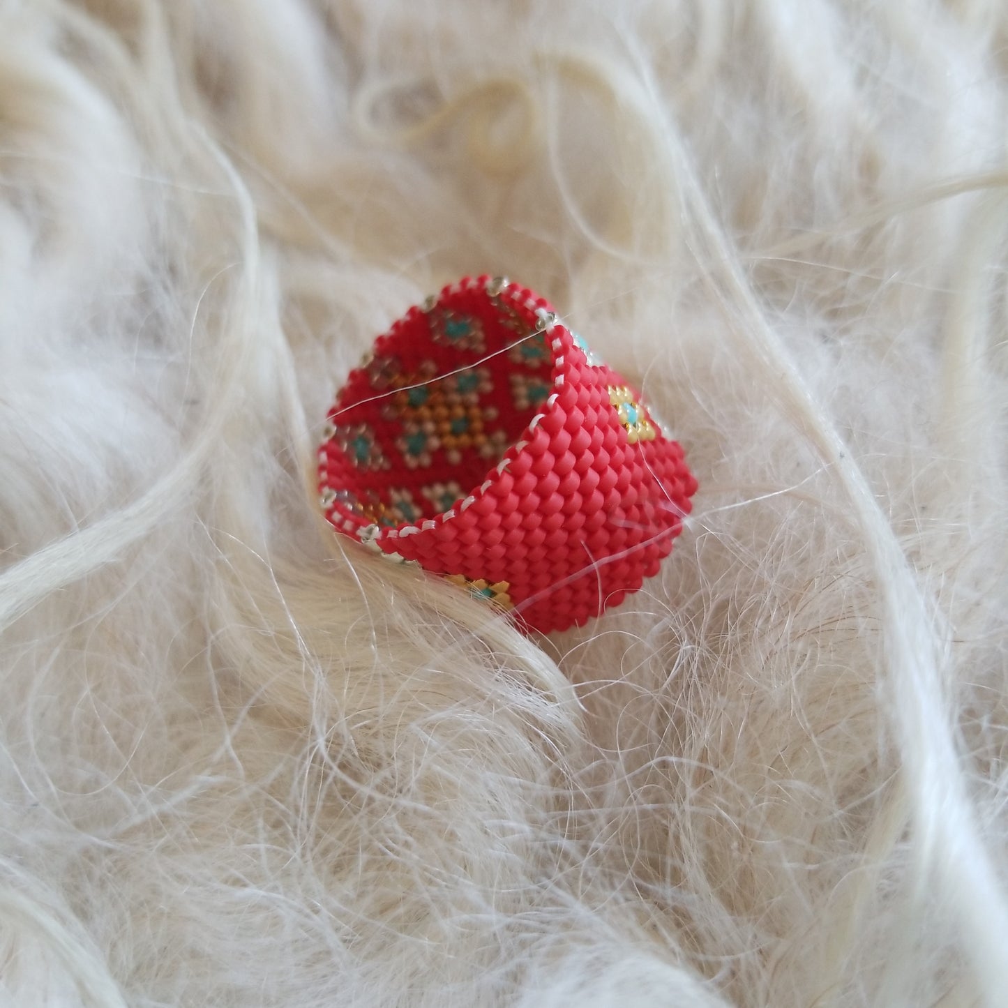 Aztec Beaded Ring
