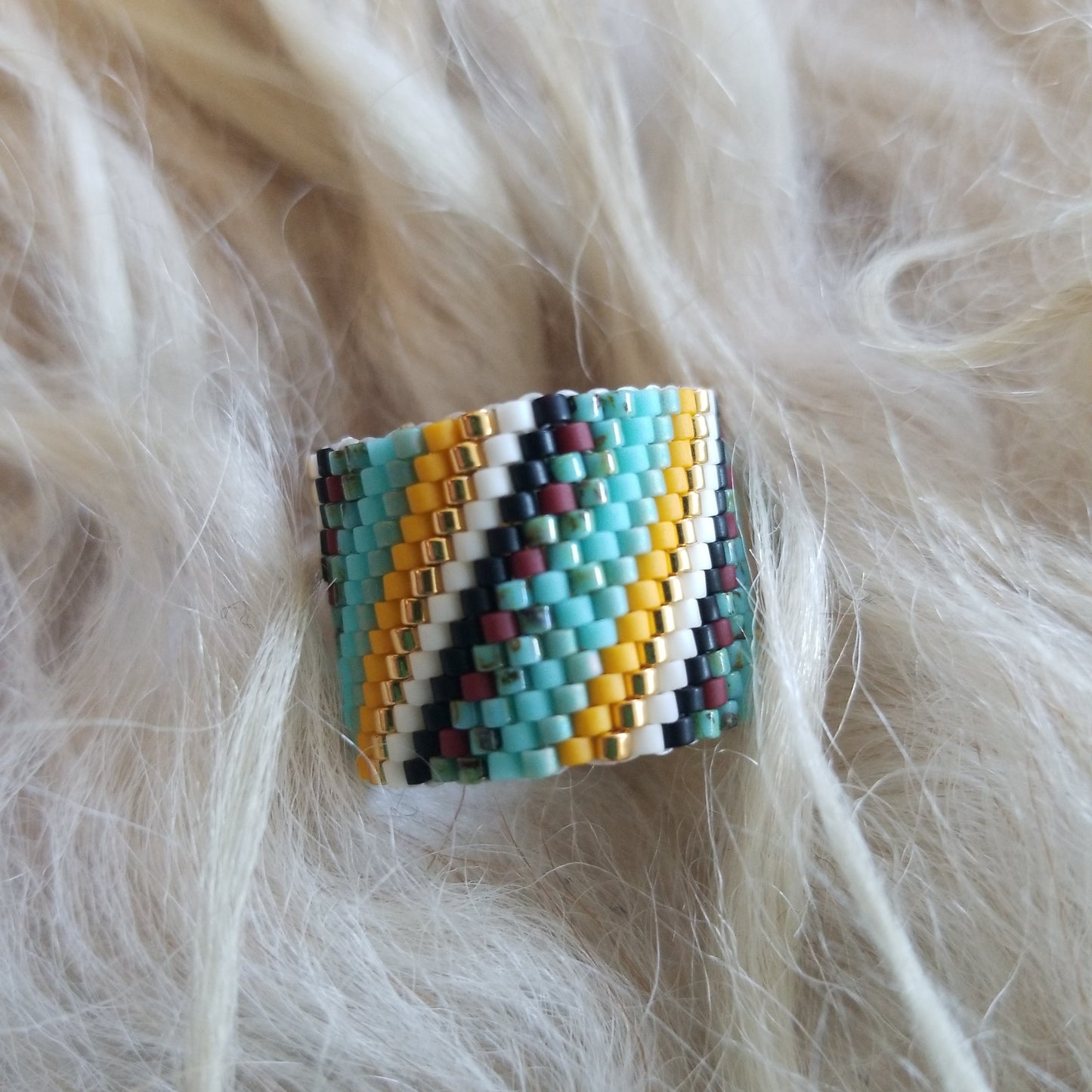Seafoam Beaded Ring