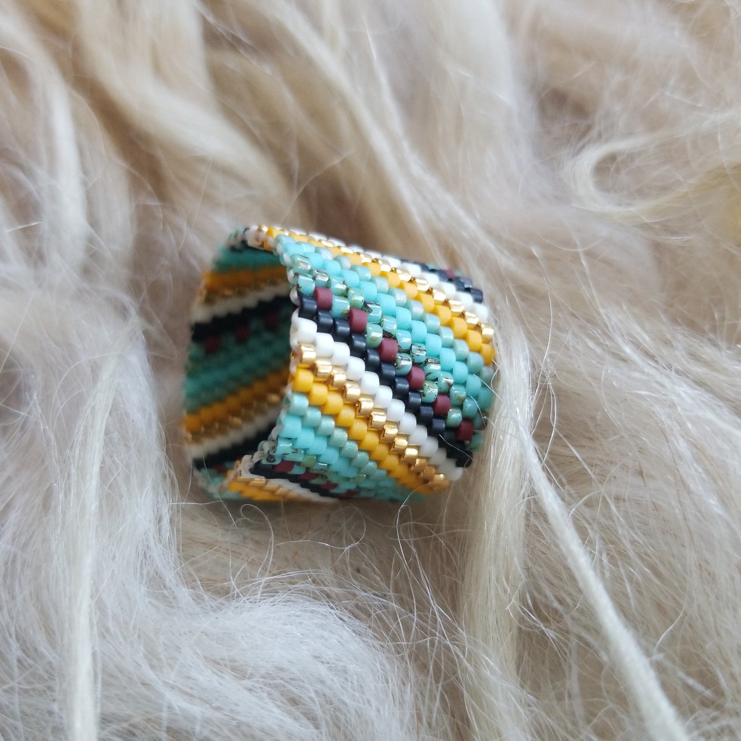 Seafoam Beaded Ring