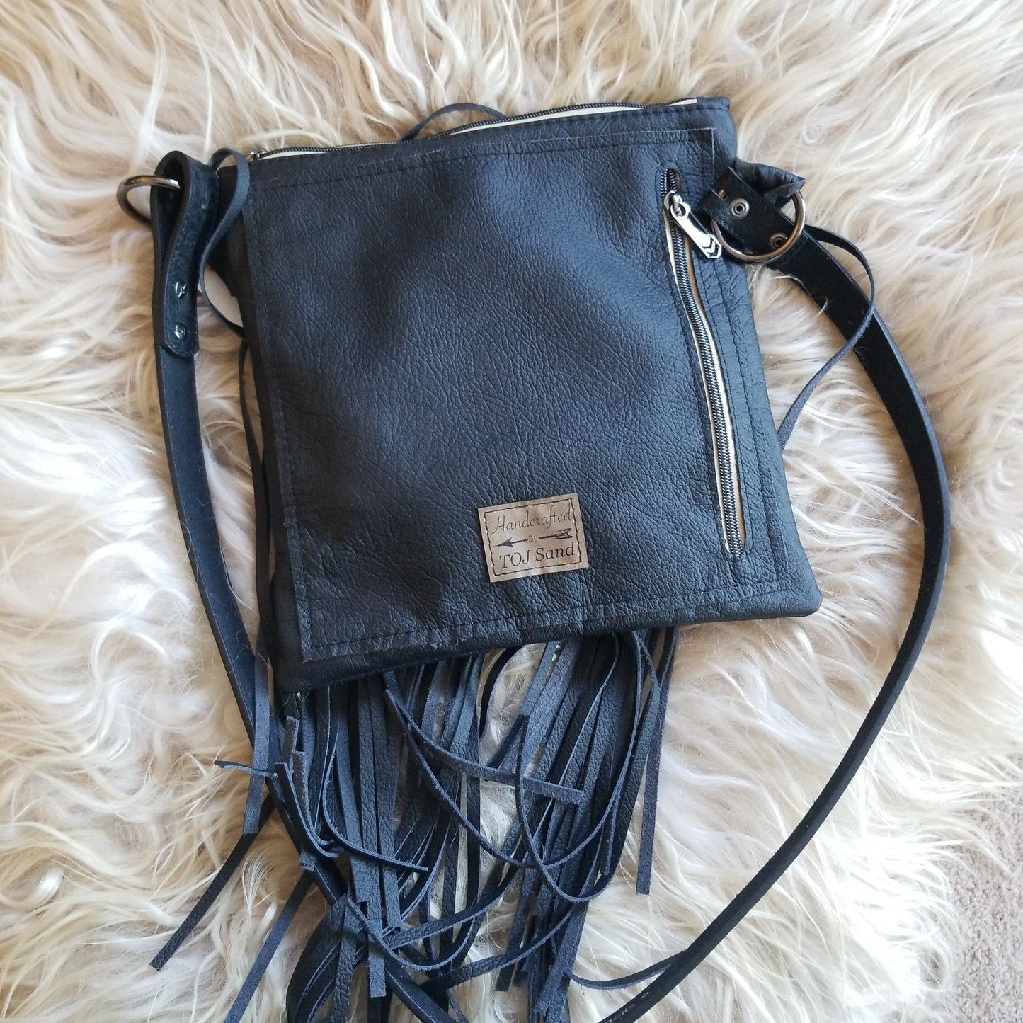 Harding Black/Tan Fringe Purse