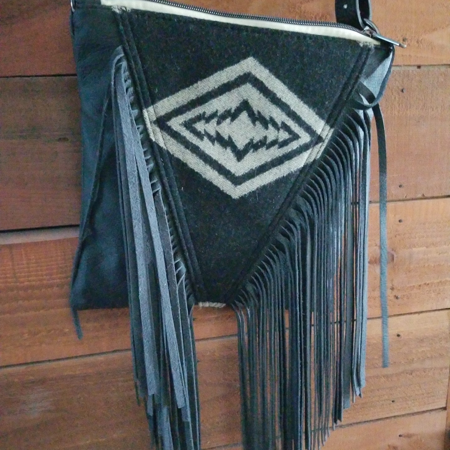 Harding Black/Tan Fringe Purse