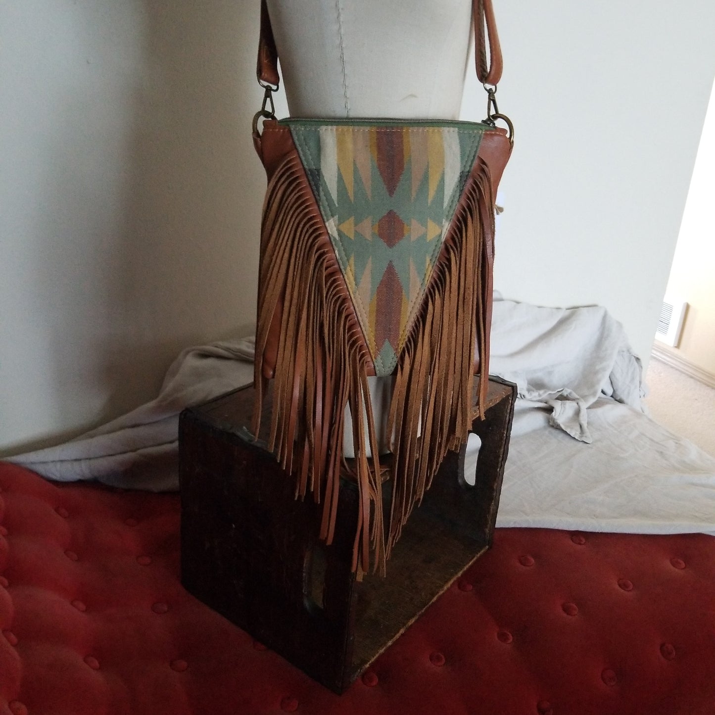 Harding Sage Fringe Purse