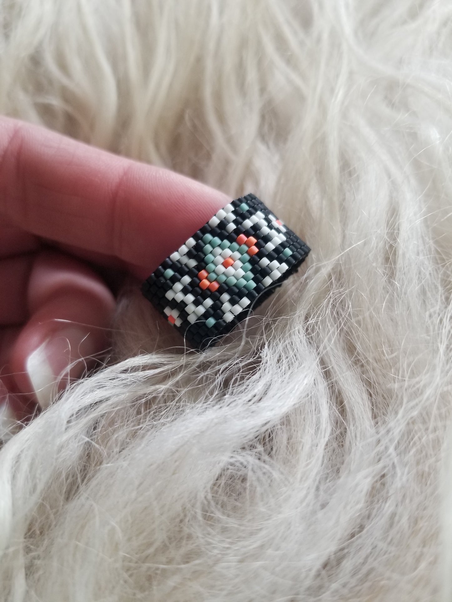 Aztec beaded ring