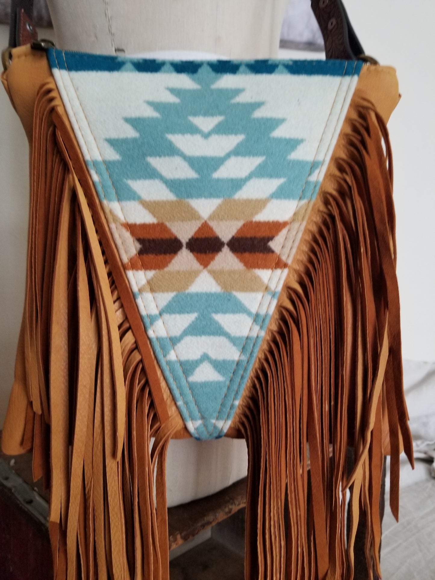Rancho Arroyo Aqua Fringe Purse