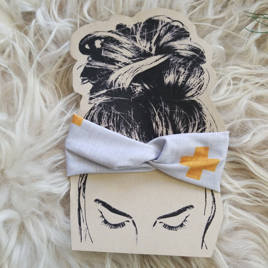 Grey with Mustard Cross Headband