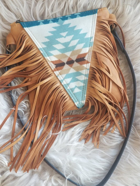 Rancho Arroyo Aqua Fringe Purse